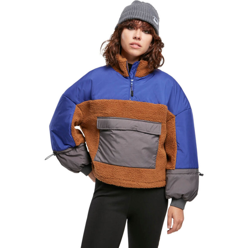 Geaca Urban Classics Ladies Sherpa 3-Tone Pull Over Jacket
