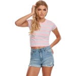 Tricou Urban Classics Stripe Cropped Pink