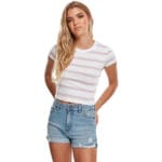 Tricou Urban Classics Stripe Cropped White