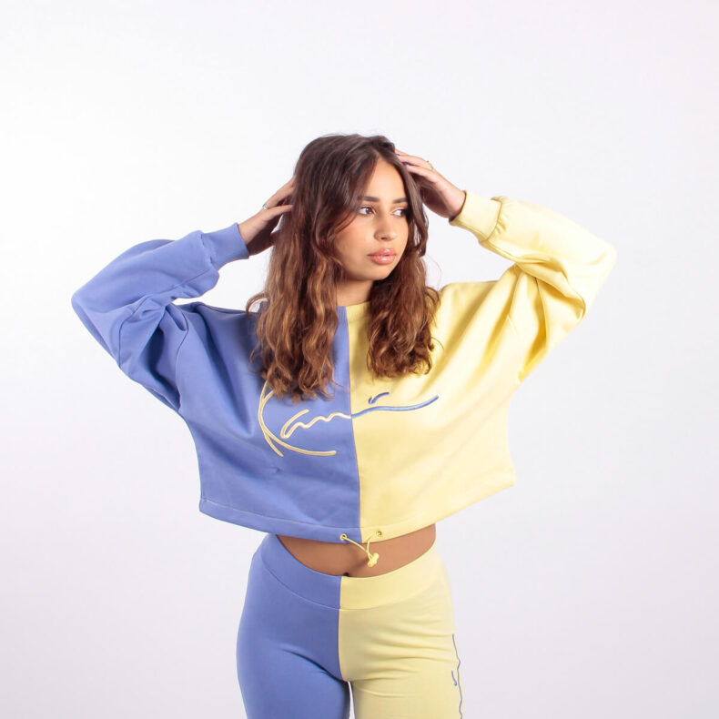 Bluza Karl Kani Signature Crop Crew Blue Yellow 1