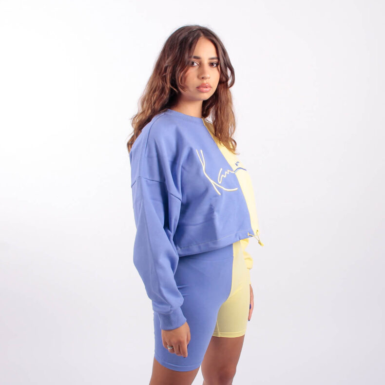 Bluza Karl Kani Signature Crop Crew Blue Yellow 3