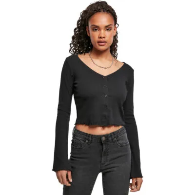 Bluza Urban Classics Cropped Rib Cardigan Black 3