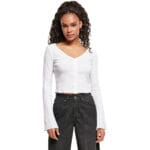 Bluza Urban Classics Cropped Rib Cardigan White