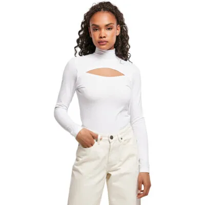 Bluza Urban Classics Cut-Out Turtleneck Longsleeve White