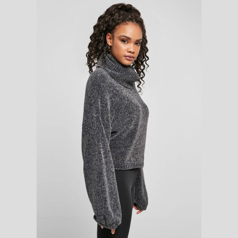 Bluza Urban Classics Short Chenille Turtleneck Asphalt 3