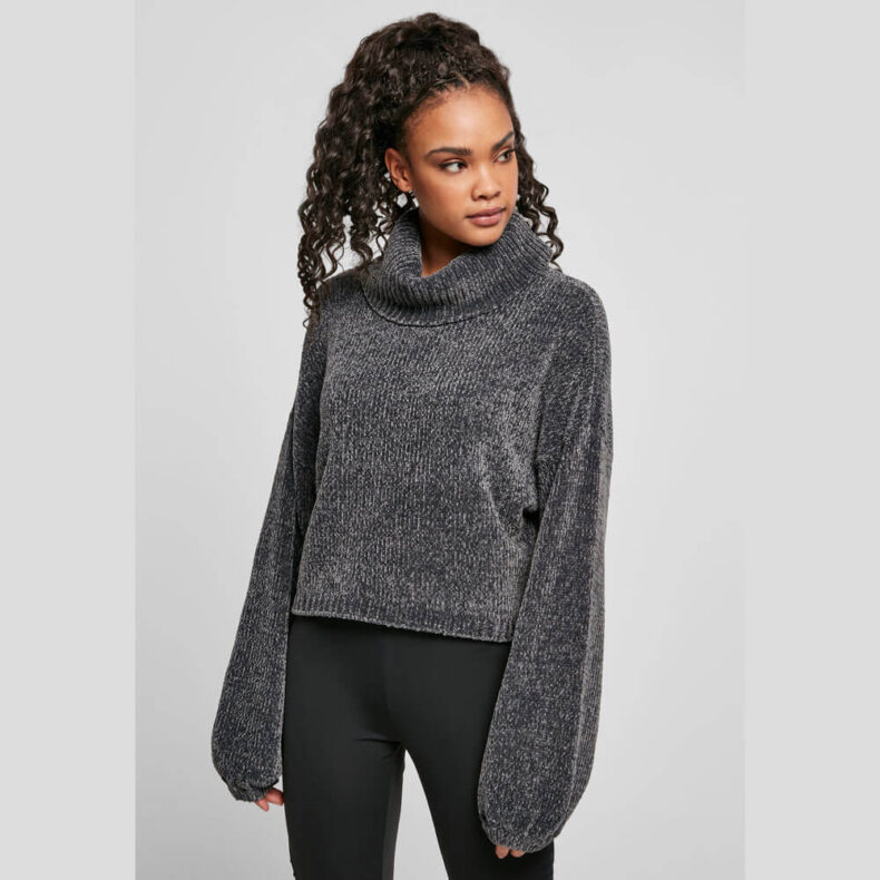 Bluza Urban Classics Short Chenille Turtleneck Asphalt