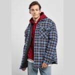 Geaca Urban Classics Plaid Quilted Shirt Lightblue