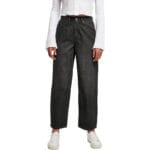 Pantaloni Urban Classics High Waist Wide Leg Cropped Denim Black