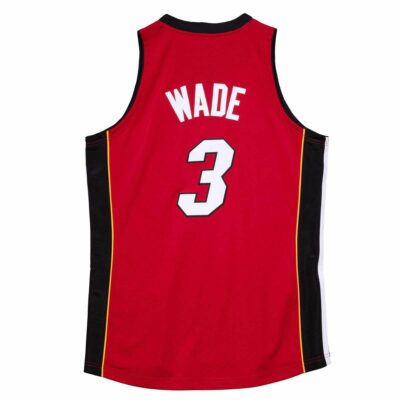 Authentic Jersey Mitchell & Ness Miami Heat #3 Dywane Wade Alternate Finals Scarlet 1