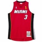 Authentic Jersey Mitchell & Ness Miami Heat #3 Dywane Wade Alternate Finals Scarlet