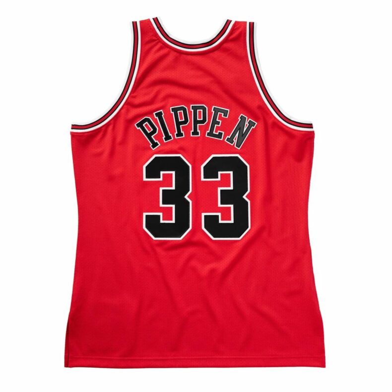 Swingman Jersey Mitchell & Ness Chicago Bulls #33 Scottie Pippen Authentic Road Finals Red 1