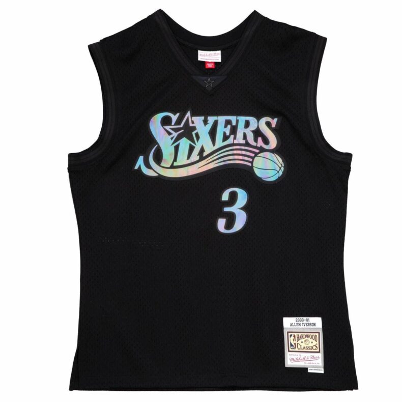 Swingman Jersey Mitchell & Ness Philadelphia 76ers #3 Allen Iverson Iridescent