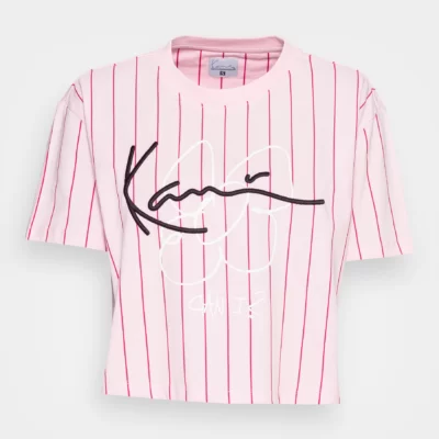 Tricou Karl Kani Signature Crop Pinstripe RosePink 3