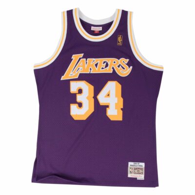 Swingman Jersey Mitchell & Ness Los Angeles Lakers #34 Shaquille O'Neal Purple