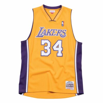 Swingman Jersey Mitchell & Ness Los Angeles Lakers #34 Shaquille O'Neal Yellow