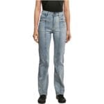 Blugi Urban Classics High Waist Straight Slit Denim Blue