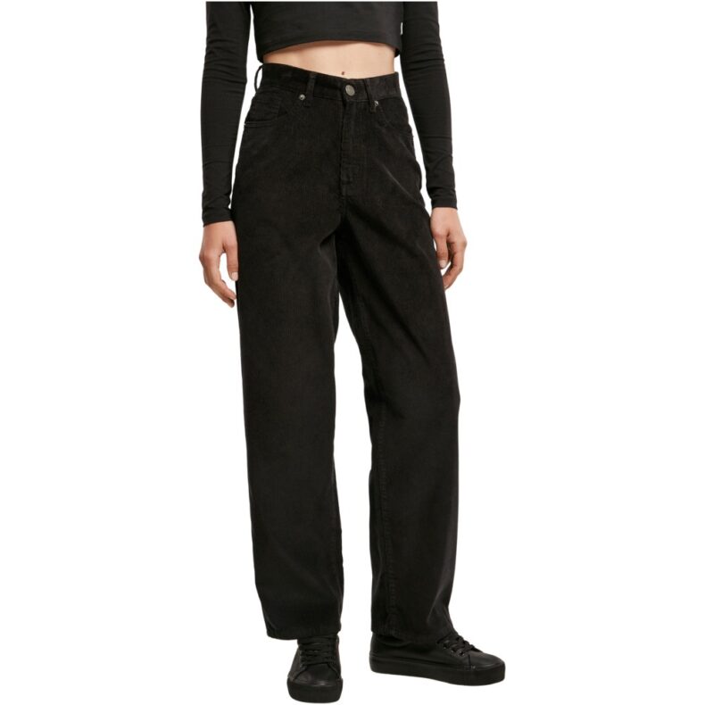 Pantaloni Urban Classics High Waist 90´S Wide Leg Corduroy Black 4