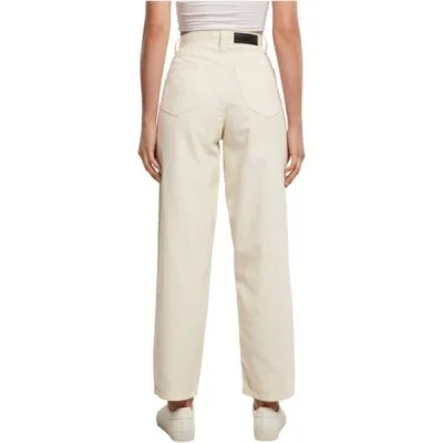 Pantaloni Urban Classics High Waist 90´S Wide Leg Corduroy Whitesand 1