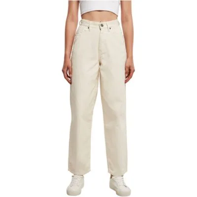 Pantaloni Urban Classics High Waist 90´S Wide Leg Corduroy Whitesand
