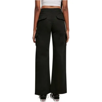 Pantaloni Urban Classics Ladies High Waist Straight Cargo Black 1