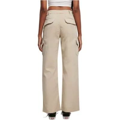 Pantaloni Urban Classics Ladies High Waist Straight Cargo Softseagrass 1