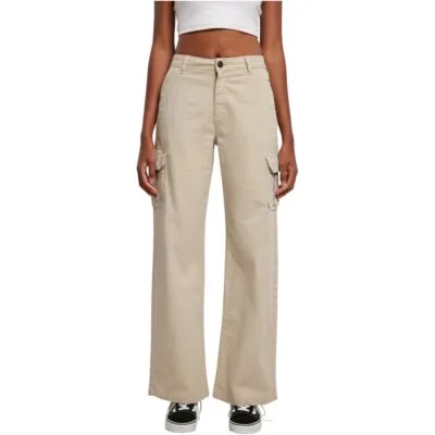 Pantaloni Urban Classics Ladies High Waist Straight Cargo Softseagrass