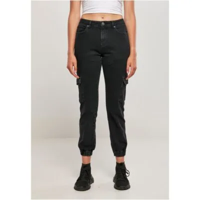 Pantaloni Urban Classics Organic Stretch Denim Cargo Black Washed