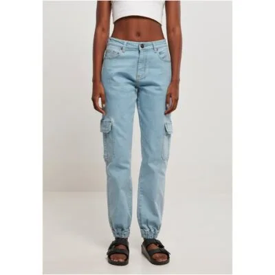 Pantaloni Urban Classics Organic Stretch Denim Cargo Clearblue Bleached