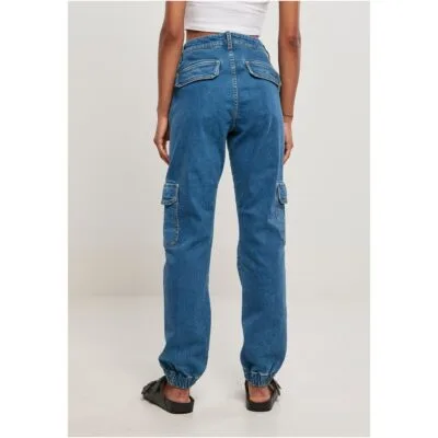 Pantaloni Urban Classics Organic Stretch Denim Cargo Clearblue Washed 1