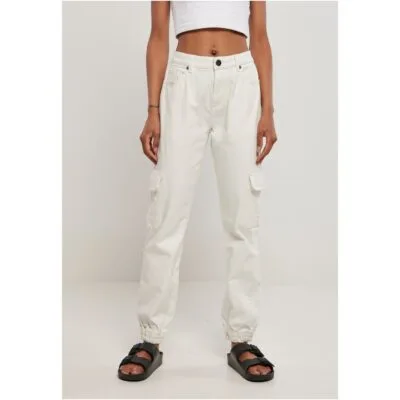 Pantaloni Urban Classics Organic Stretch Denim Cargo Offwhite Raw