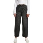 Blugi Urban Classics High Waist Wide Leg Cropped Denim Black