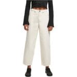 Blugi Urban Classics High Waist Wide Leg Cropped Denim Whitesand