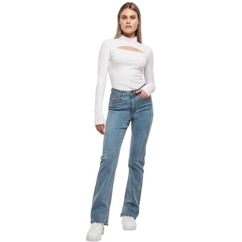 Blugi Urban Classics Ladies Highwaist Straight Slit Denim Lightblue 2