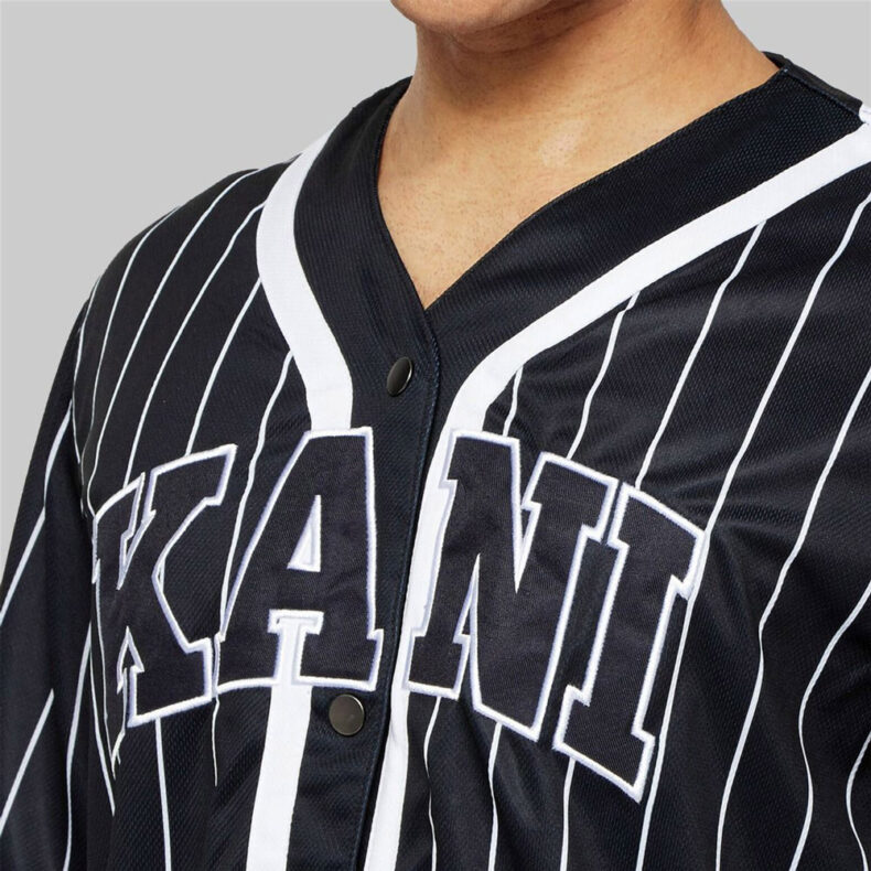 Jersey Karl Kani Serif Pinstripe Baseball Shirt black white 3