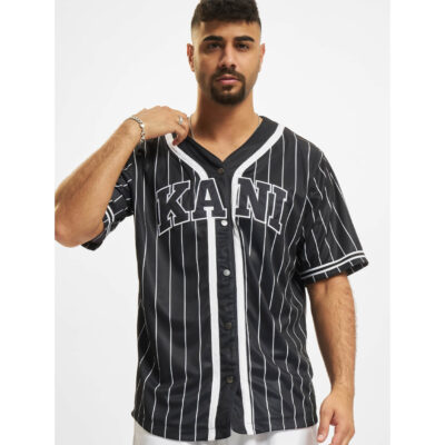Jersey Karl Kani Serif Pinstripe Baseball Shirt black white