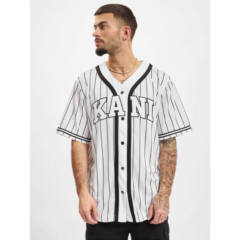 Jersey Karl Kani Serif Pinstripe Baseball Shirt white