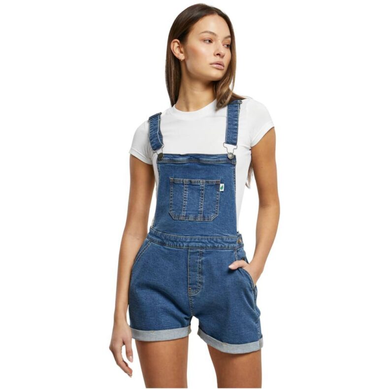 Salopeta Blugi Urban Classics Scurta Ladies Organic Dungaree Clearblue