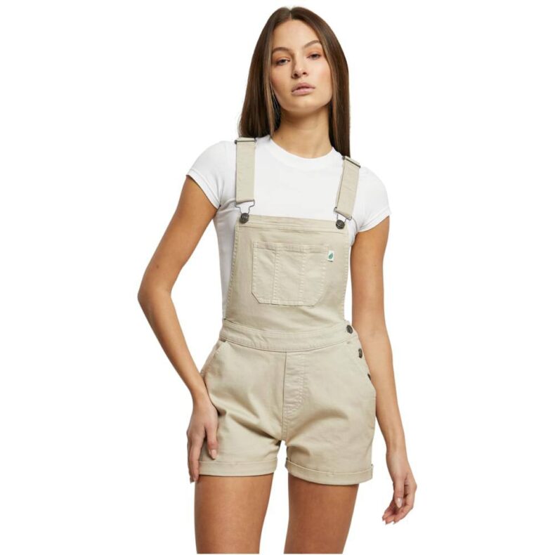 Salopeta Blugi Urban Classics Scurta Ladies Organic Dungaree Offwhite Raw