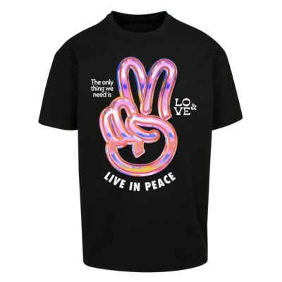 Tricou Mister Tee Upscale Live in Peace Oversize Black