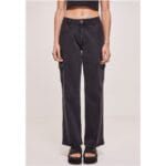 Pantaloni Urban Classics Ladies High Waist Straight Denim Cargo Black