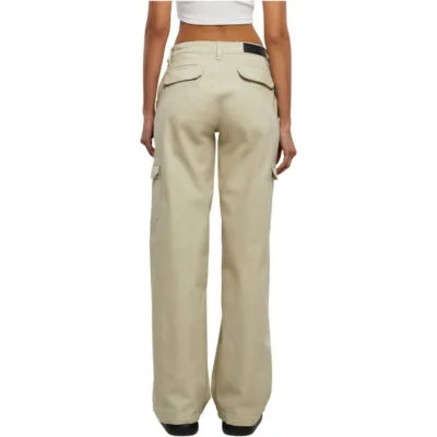 Pantaloni Urban Classics Ladies High Waist Straight Denim Cargo Offwhite Raw 1
