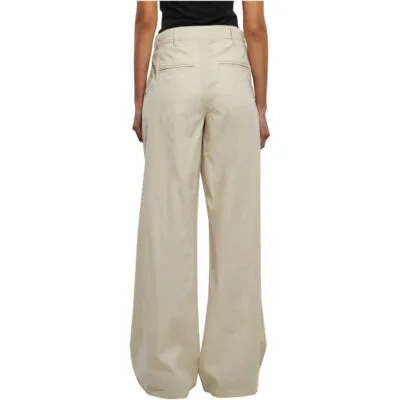 Pantaloni Urban Classics Ladies Ladies High Linen Mixed Wide Leg Softseagrass 1