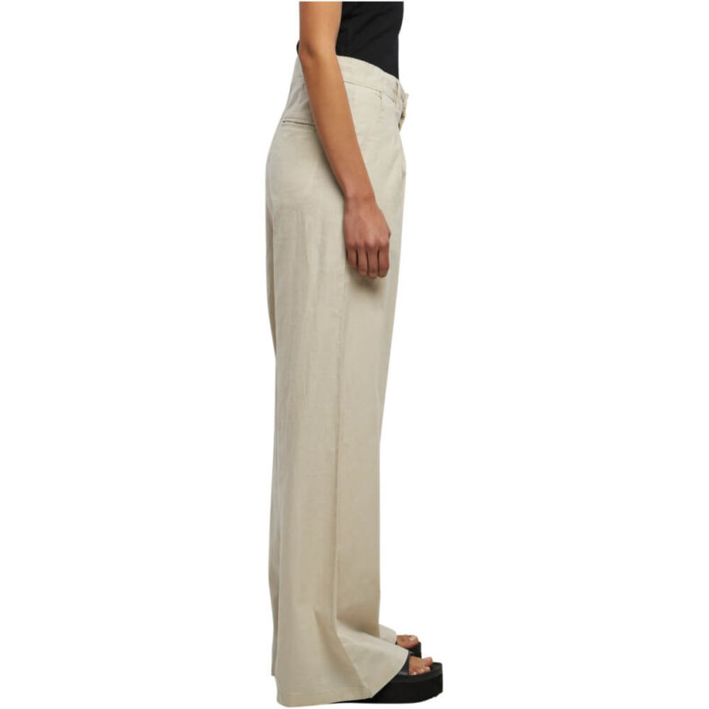 Pantaloni Urban Classics Ladies Ladies High Linen Mixed Wide Leg Softseagrass 2