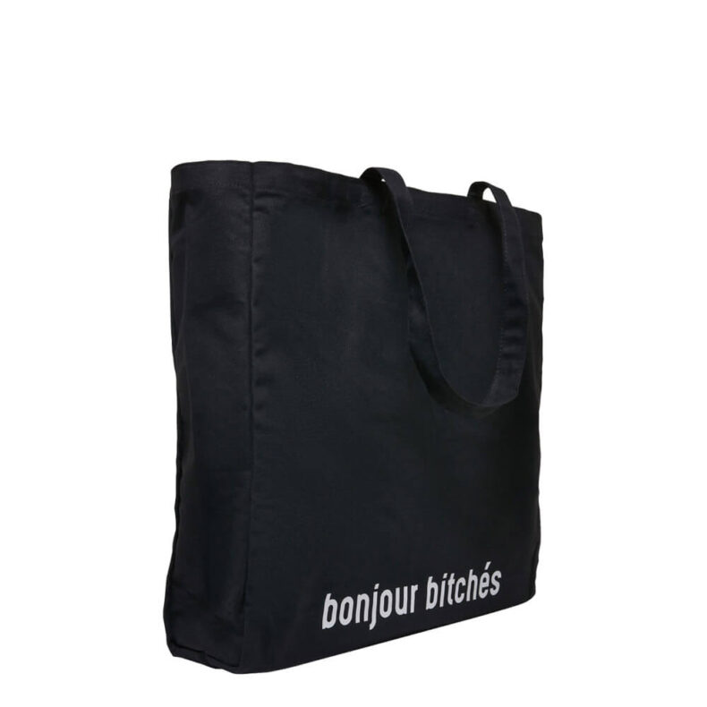 Tote Mister Tee Bonjour Bitches Oversize Canvas Black 1