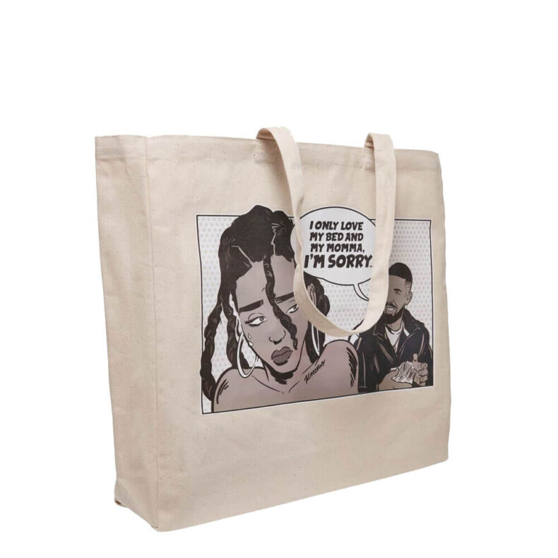 Tote Mister Tee Sorry Oversize Canvas Beige 1