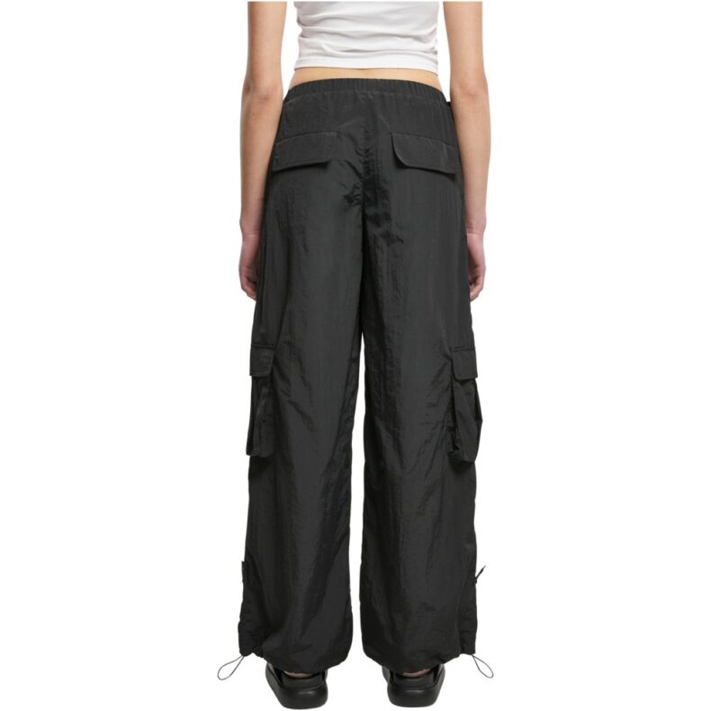 Pantaloni Urban Classics Ladies Wide Crinkle Nylon Cargo Black 1
