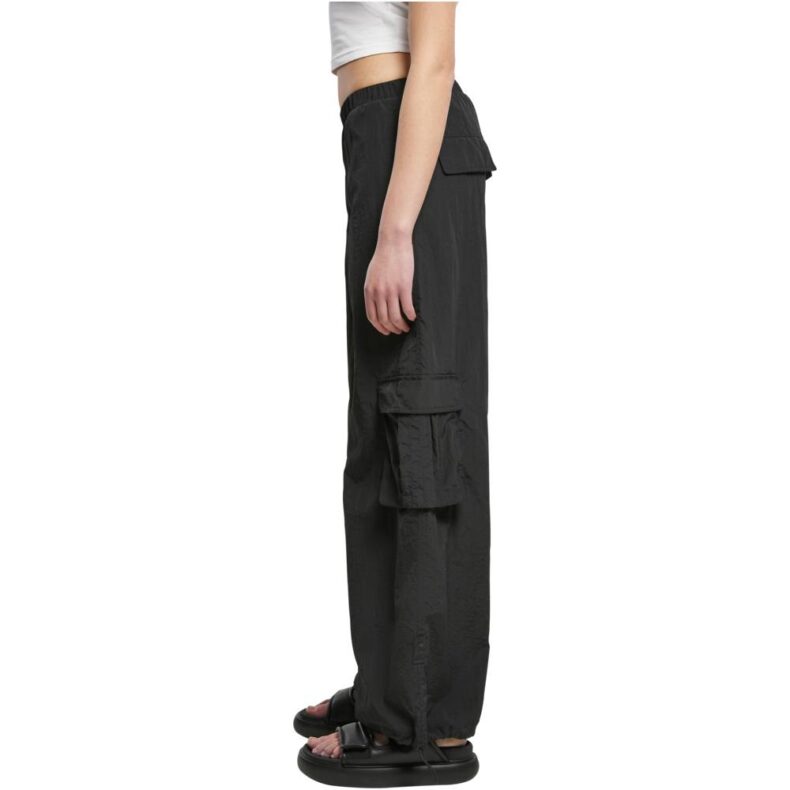 Pantaloni Urban Classics Ladies Wide Crinkle Nylon Cargo Black 3