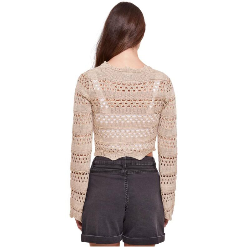 Top Urban Classics Ladies Crochet Knit Sweater Softseagrass 1