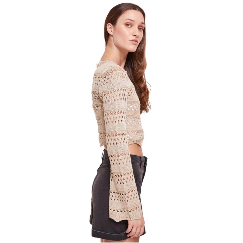 Top Urban Classics Ladies Crochet Knit Sweater Softseagrass 2