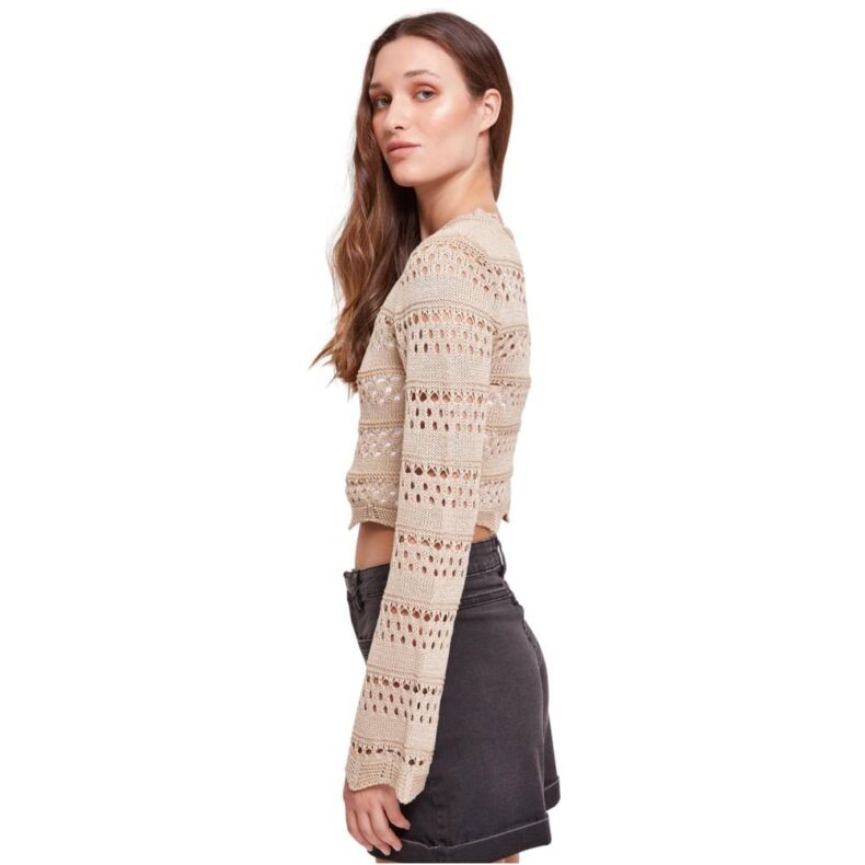 Top Urban Classics Ladies Crochet Knit Sweater Softseagrass 3